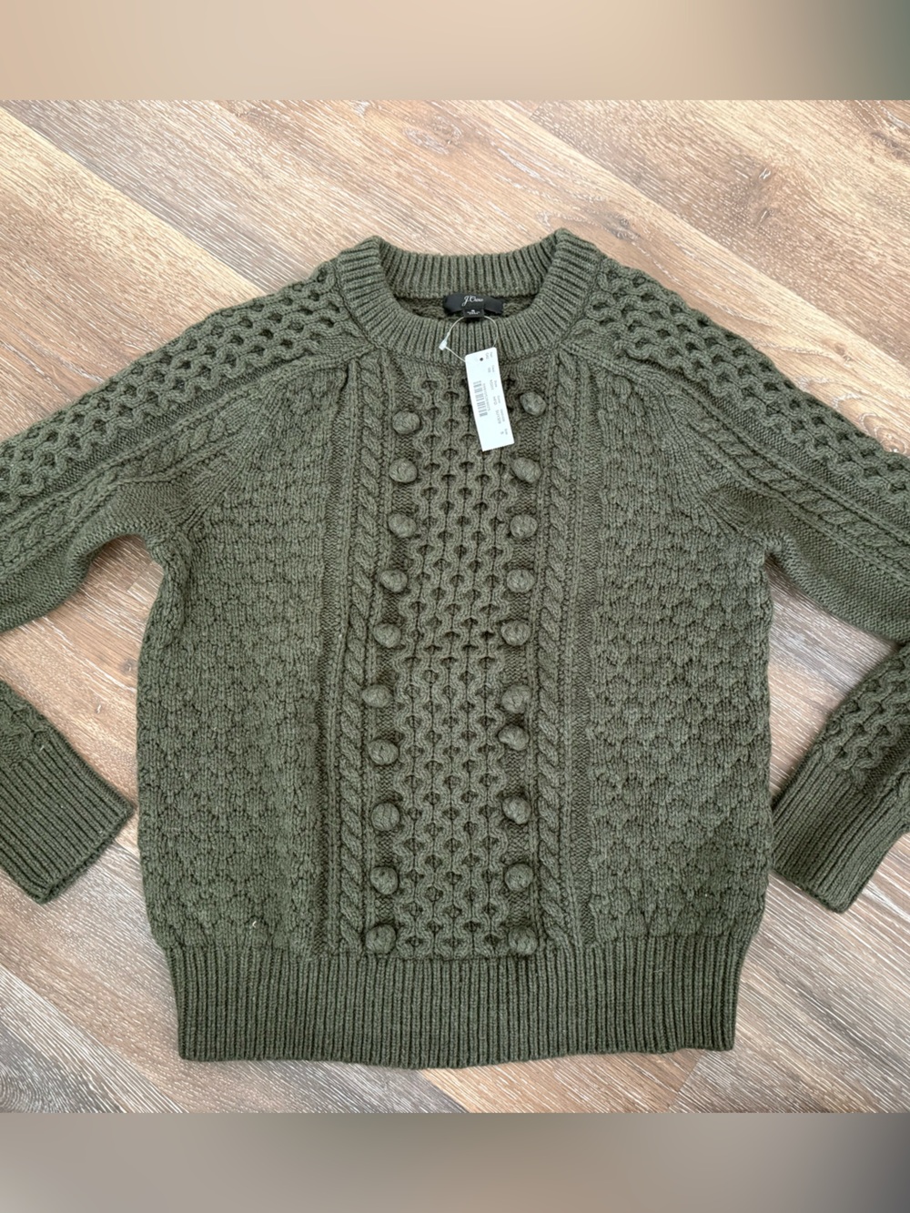 J. Crew Olive Green Cable Knit Sweater